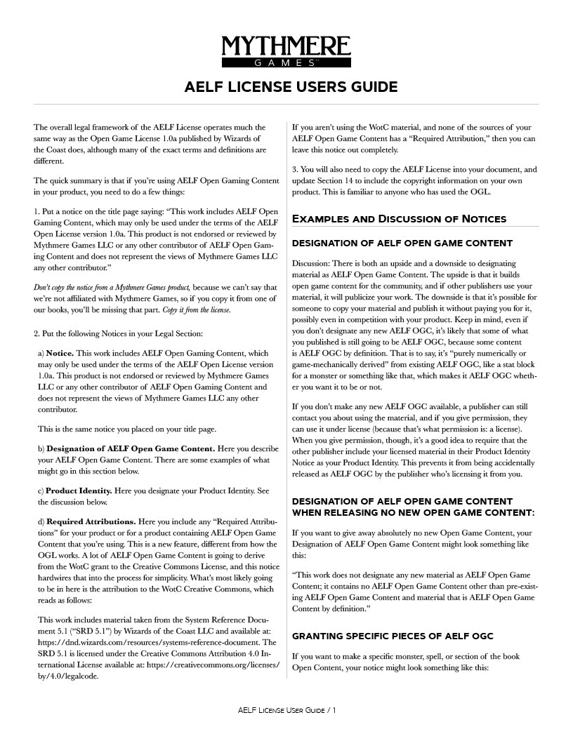 AELF License Users Guide